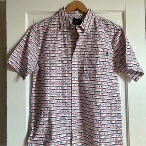 HUF "F*ck it" Short Sleeve Button Down Shirt Sz L